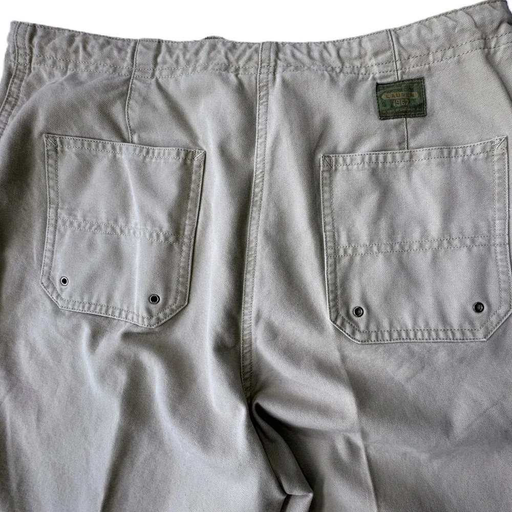 Lauren Ralph Lauren Khaki Capri Pants Women 8 Cotton Utility Drawstring VTG 90s